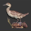 Artistic Detailed Pink And White Duck Sculpture With Vibrant Decorative Base