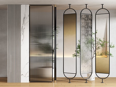 Modern partition glass screen partition 3d model