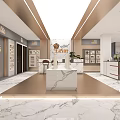 Modern Home Furnishing Store Interior With Marble Counter Door Panel Displays And Brand Signage