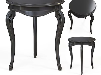 Black Side Table Set with Elegant Curved Legs for Living Room Decor 3d model