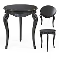 Black Side Table Set with Elegant Curved Legs for Living Room Decor