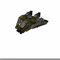 Advanced Aerospace Futuristic Spaceship Flying Over Scenic Mountain Water Terrain