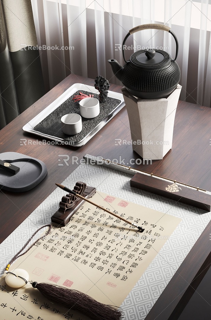 New Chinese Tea Set Desk and Chair Ornaments Combination model