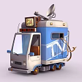 Mobile TV Broadcast Vehicle Equipped with Satellite Dish and Electronic Appliances