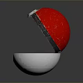 Open Red and Silver Spherical Device with Black Internal Structure and Circular Top Component 3d model