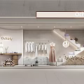 Ochirly Shop Window Display With Hanging Clothes Mannequins Stairs And Reeds