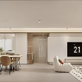 Modern Living And Dining Room Interior With Sofa Dining Table Chairs And Pendant Lights