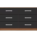 Modern Entryway Console Cabinet With Black Storage Drawers And Silver Handles