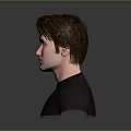 Realistic 3D Male Character Bust With Brown Hair And Dark T-Shirt