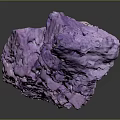 Purple Crystalline Mineral Specimen With Irregular Shape And Orange Base On Dark Reflective Surface