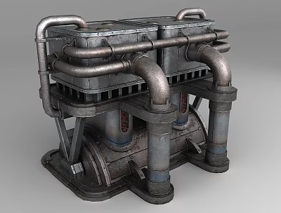 Industrial Metal Pipes Connected In Mechanical Device Structure Design 3d model