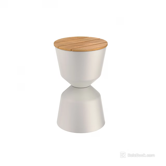 Modern Minimalist Coffee Table With Wooden Top And White Base Design 3d model 
