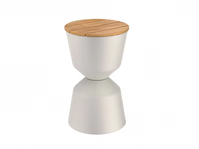 Modern Minimalist Coffee Table With Wooden Top And White Base Design 3d model
