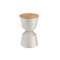 Modern Minimalist Coffee Table With Wooden Top And White Base Design