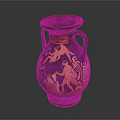 Ancient Greek Amphora Vase With Decorative Plant Motifs In Red And Black Paint
