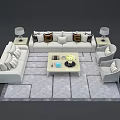 Modern Sofa and Coffee Table Set with Decorative Pillows Table Lamps and Accent Chairs 3d model