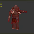 Elephant Like Game Movie Character With Gray Skin White Tusks Loincloth And Extending Arm