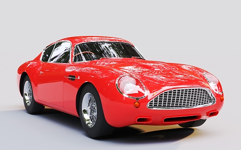 Red Retro Car Aston Martin 3d model