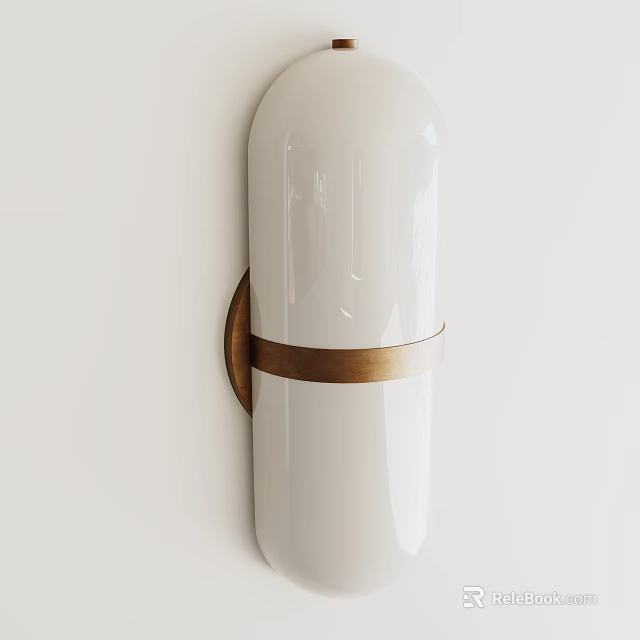 Sleek White Wall Lamp With Copper Accent Ring For Modern Interior Decor 3d model