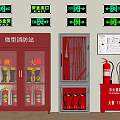 Complete Fire Safety Equipment Setup Including Mini Station Extinguishers Hoses And Exit Signs 3d model