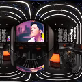 Modern KTV Lounge Interior Design With Comfortable Sofas Tables Lighting And Large Screens 3d model