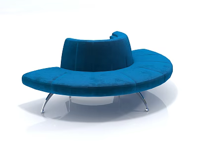 Modern Blue Curved Sofa With Velvet Upholstery And Metal Legs Design 3d model