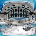Modern Luxury KTV Interior Design With Futuristic Lighting Sofas And Bar Counter