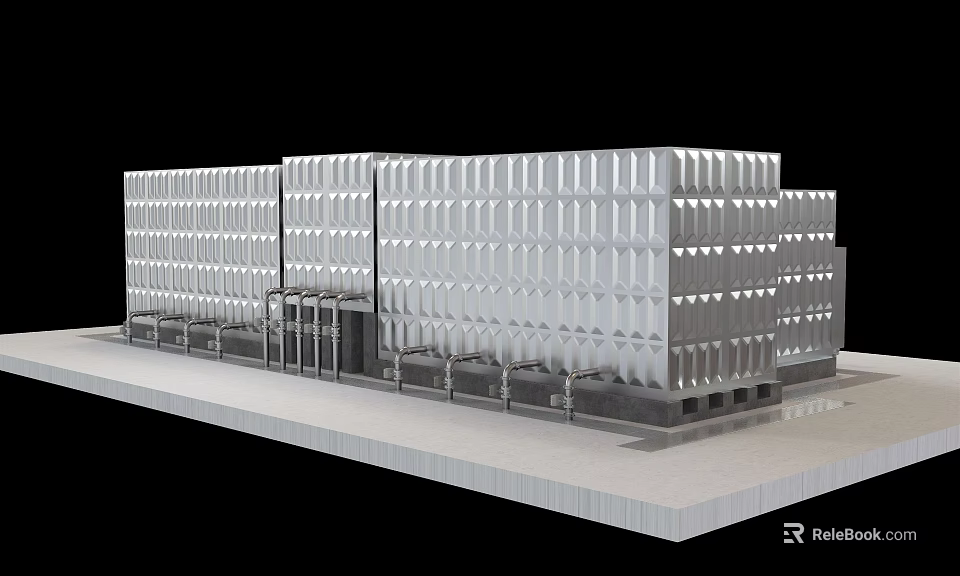 Large Scale Industrial Equipment With Modular Metal Structure And Support Base 3d model 