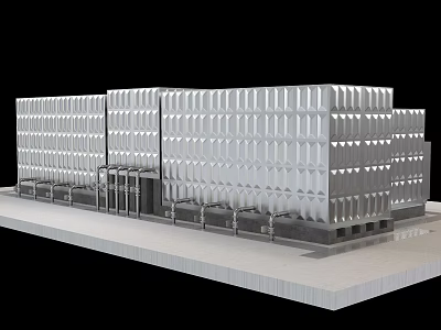 Large Scale Industrial Equipment With Modular Metal Structure And Support Base 3d model