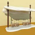 Creative Bus Station With White Canopy Brown Pillars Seats And Luggage