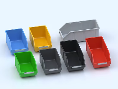 Household Storage Bins Assorted Colors Plastic Organizer Boxes for Home Kitchen Bathroom Organization 3d model