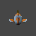 Cute Orange Cartoon Fish With Big Eyes On Blue Background