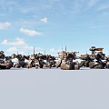 Futuristic Mechanical Weapons Featuring Large Cannons Armored Bodies And Mechanical Legs