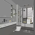 Modern Bathroom Interior Design With Backlit Mirror Marble Countertop Glass Shower And White Toilet