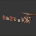Rustic Wooden Warning Signs With Extreme Danger Plaque And Shield Shaped Badges