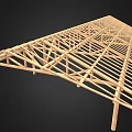 Climbing Plants Growing On Wooden Pergola Frame Structure 3d model