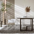 Modern Dining Table and Chair Combination Transparent Dining Table and Chair Combination Transparent Acrylic Leisure Chair 3d model
