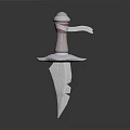 Dagger With Pink White Handle Red Stripe Decorative White Top And Silver Metal Blade