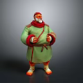 Cartoon Man With Red Hat White Beard Green Robe Brown Belt Barefoot Orange Feet