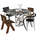 Modern Dining Table and Chair Combination Round Dining Table Dining Chair Single Chair 3d model