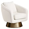 Beige Textured Fabric Accent Chair With Gold Metal Base And Cozy Armrest Design