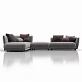 Gray Sectional Sofa with Multiple Neutral Tones Pillows in Modern Sleek Design 3d model