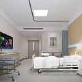 Modern Hospital Ward Interior With Medical Bed Window TV And Cabinets
