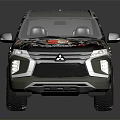 Mitsubishi SUV With Camouflage Exterior And Decorative Stickers On Dark Background