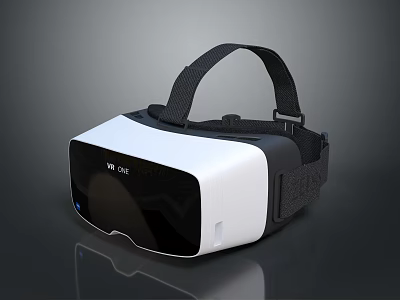 VR ONE Virtual Reality Headset White Black Design With Adjustable Head Strap For Immersive Experience 3d model