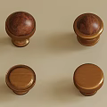 Decorative Furniture Knobs With Wooden Top And Brass Metal Base Set