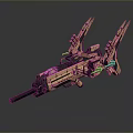 Futuristic Mechanical Weapon With Multi Barrel Structure And Advanced Tech Components 3d model