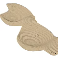 Modern Sculptural Public Chair With Wooden Wavy Striped Design And Curved Structure