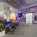 Lucky Coffee Cafe Modern Interior With Bookshelves Round Wooden Tables Chairs And White Pendant Lights