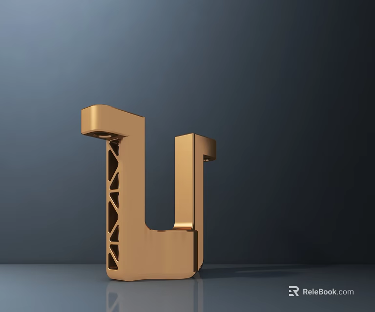 Modern Gold Washbasin With U Shaped Structure And Ladder Storage Design 3d model 